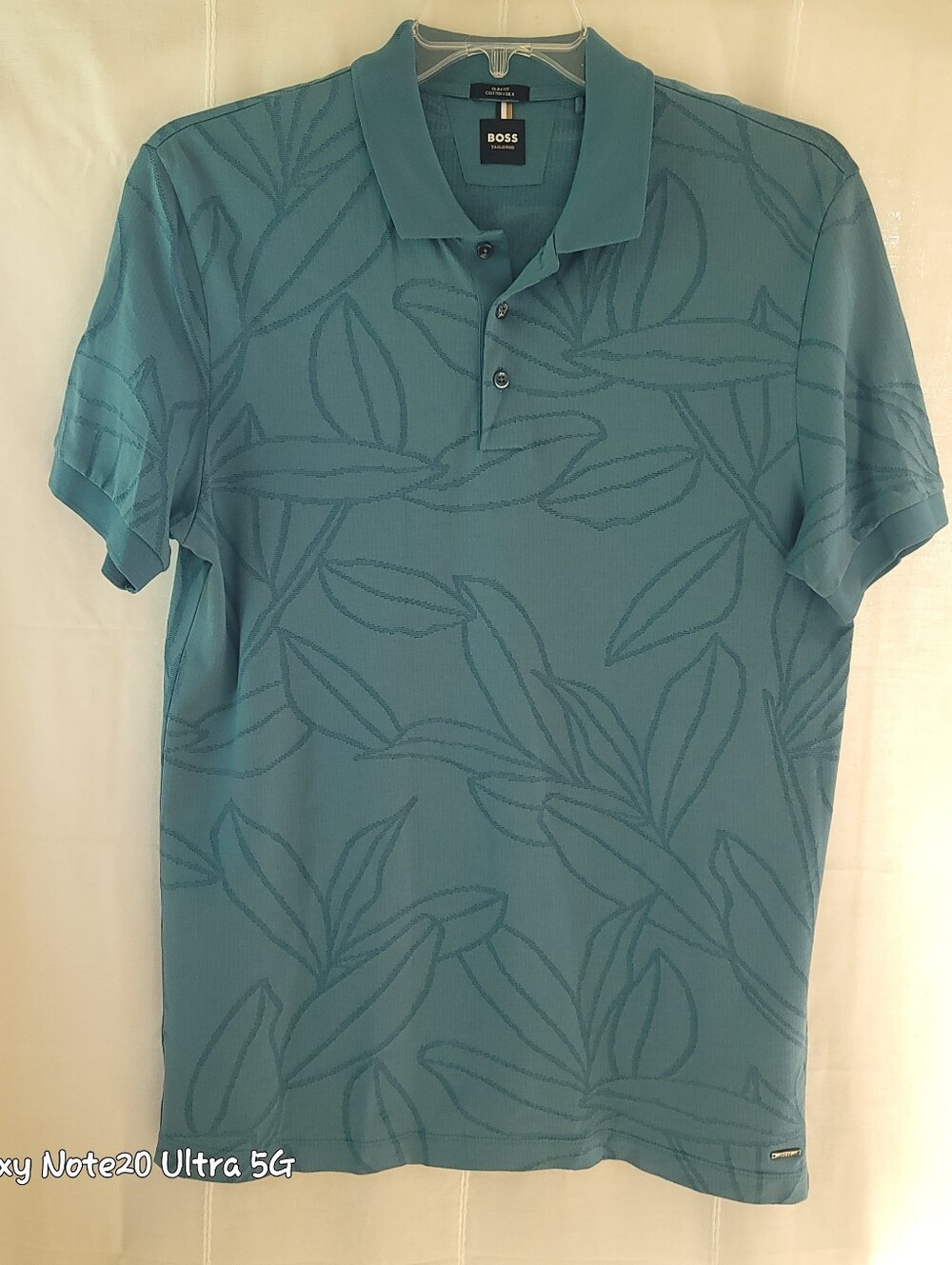 LUXURY BOSS Hugo Boss T-Peterson 53 Leaf Jacquard Polo Shirt L Like New